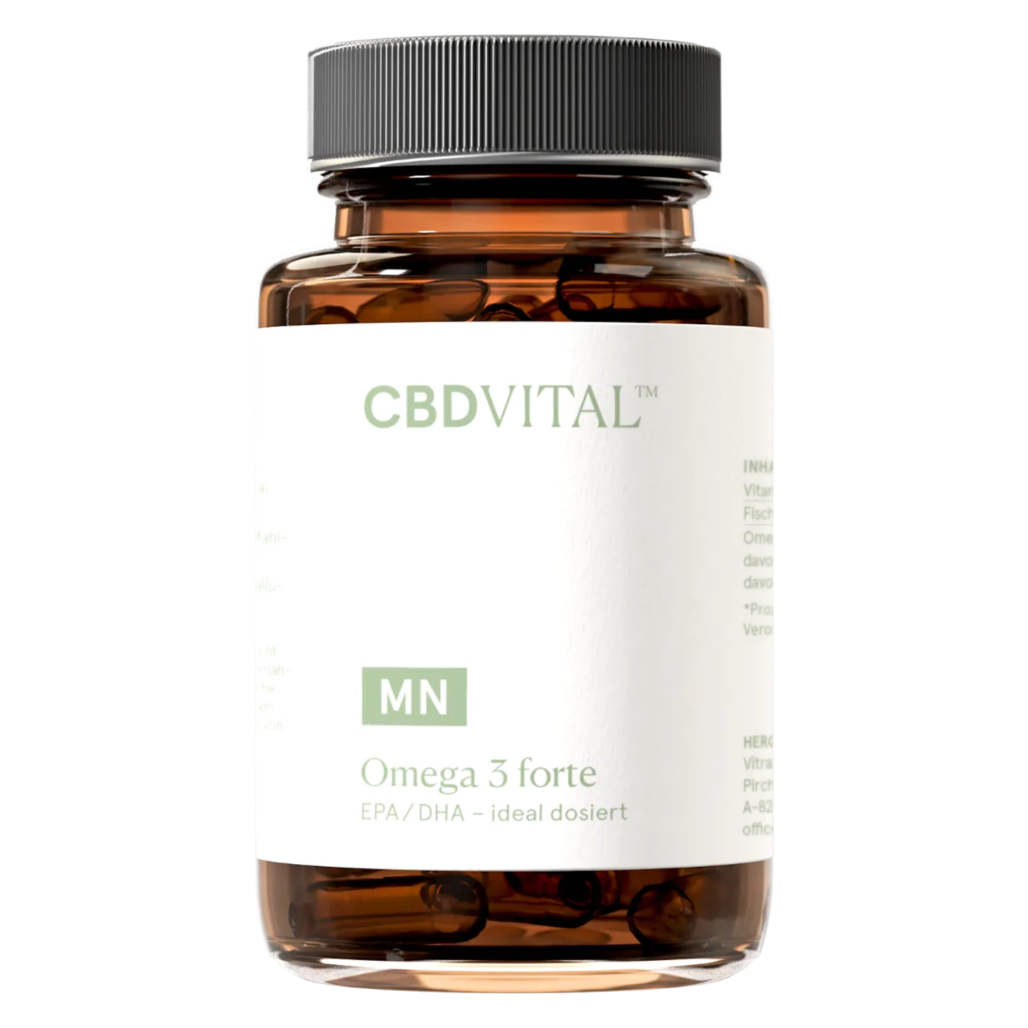 Omega 3 forte von CBD VITAL – Nahrungsergänzung mit Omega-3-Fettsäuren, EPA und DHA, Produktbild auf cbd-cannabidiol.de