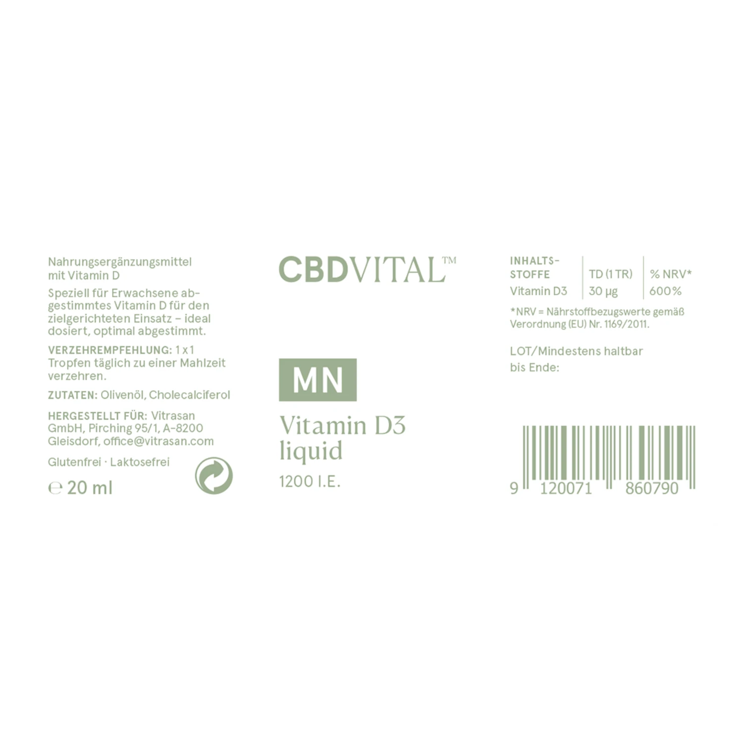 CBD VITAL Vitamin D3 liquid Etikett – Produktinformation zu Vitamin D3 Tropfen, Nahrungsergänzungsmittel bei cbd-cannabidiol.de