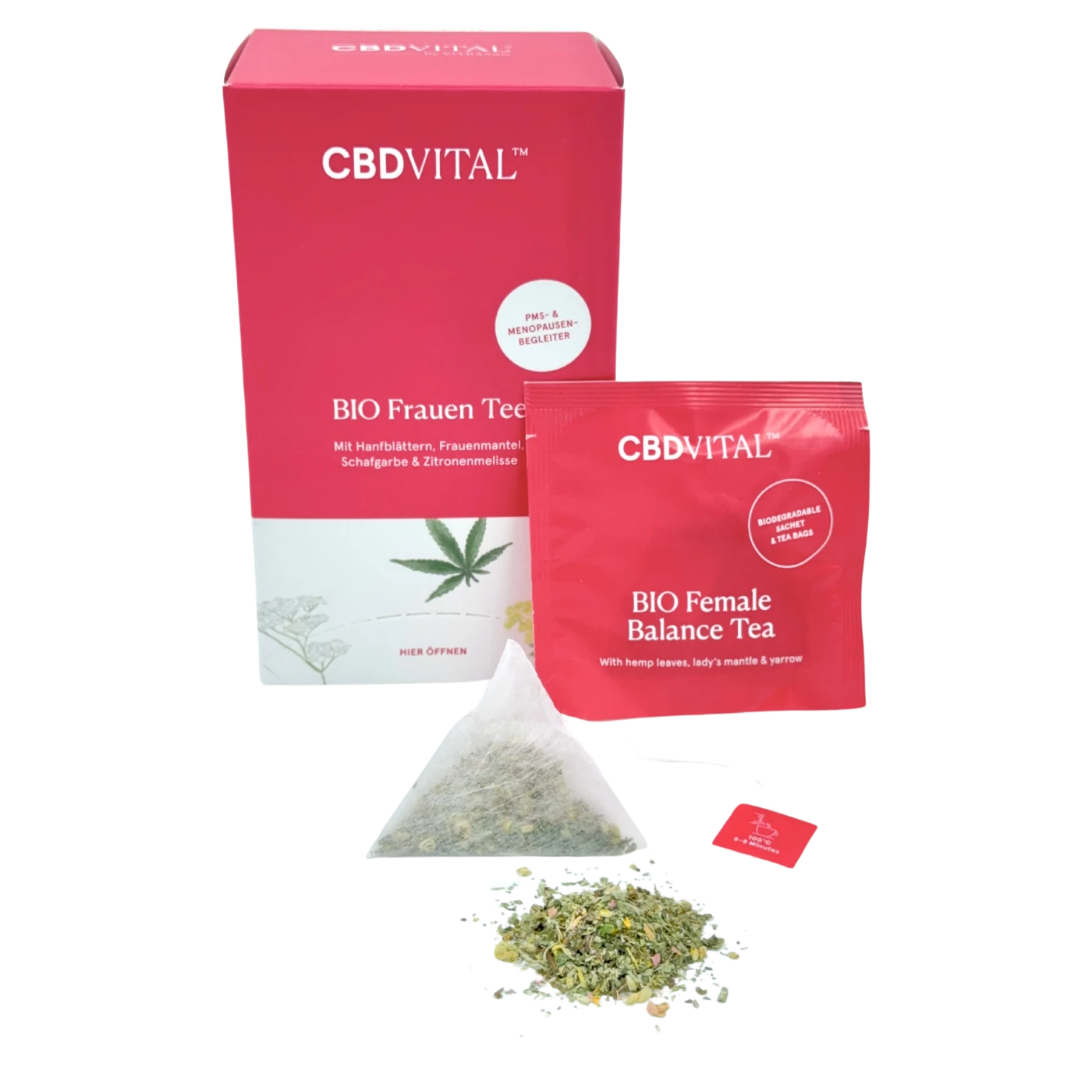 CBD Vital BIO Frauen Tee: Packung, Teebeutel & loser Tee. Jetzt die erlesene Kräutermischung auf cbd-cannabidiol.de entdecken!