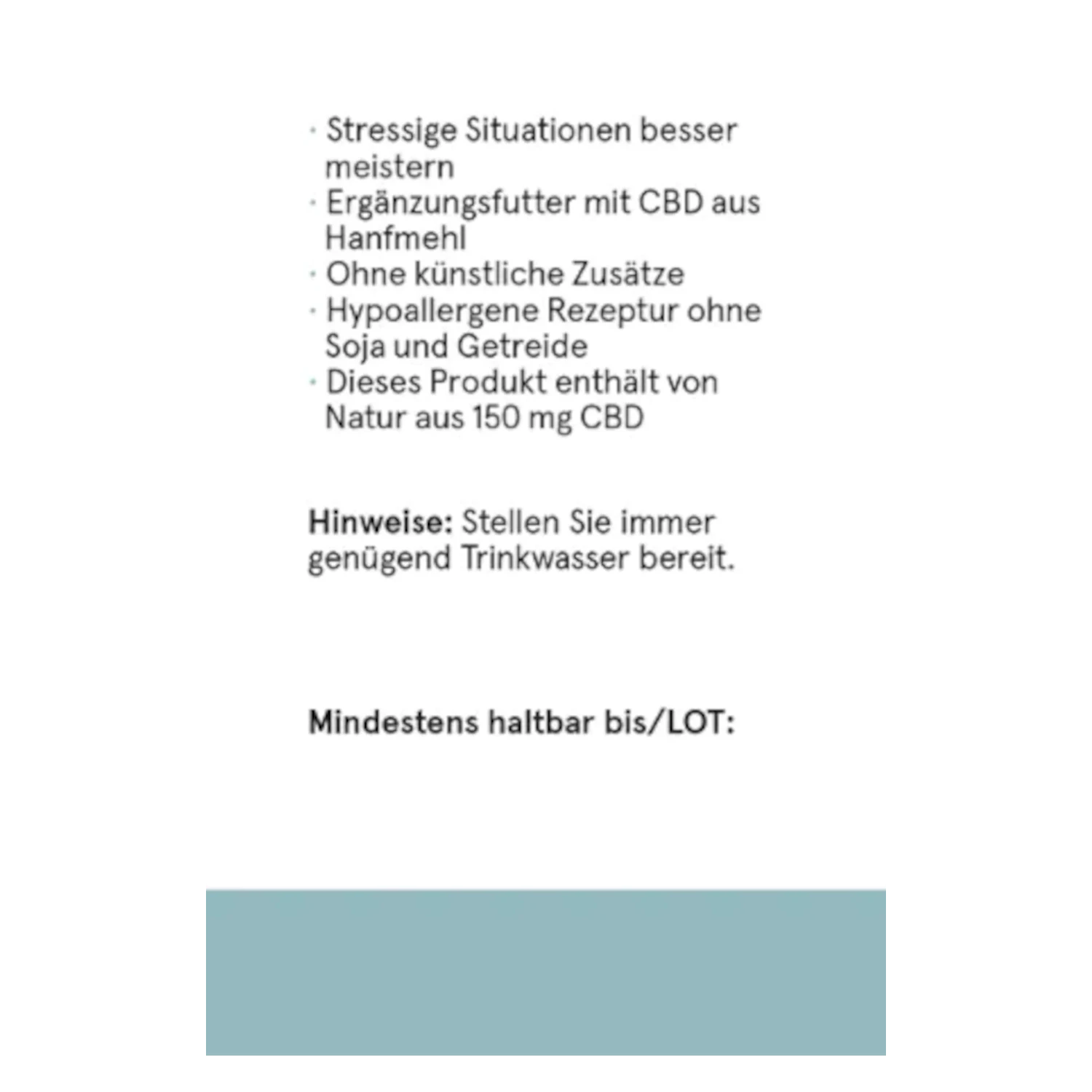 Abbildung des Produktetiketts: CBD VITAL Relax Snacks für Hunde. Erfahren Sie mehr über die CBD Hunde-Leckerli von CBD VITAL auf cbd-cannabidiol.de