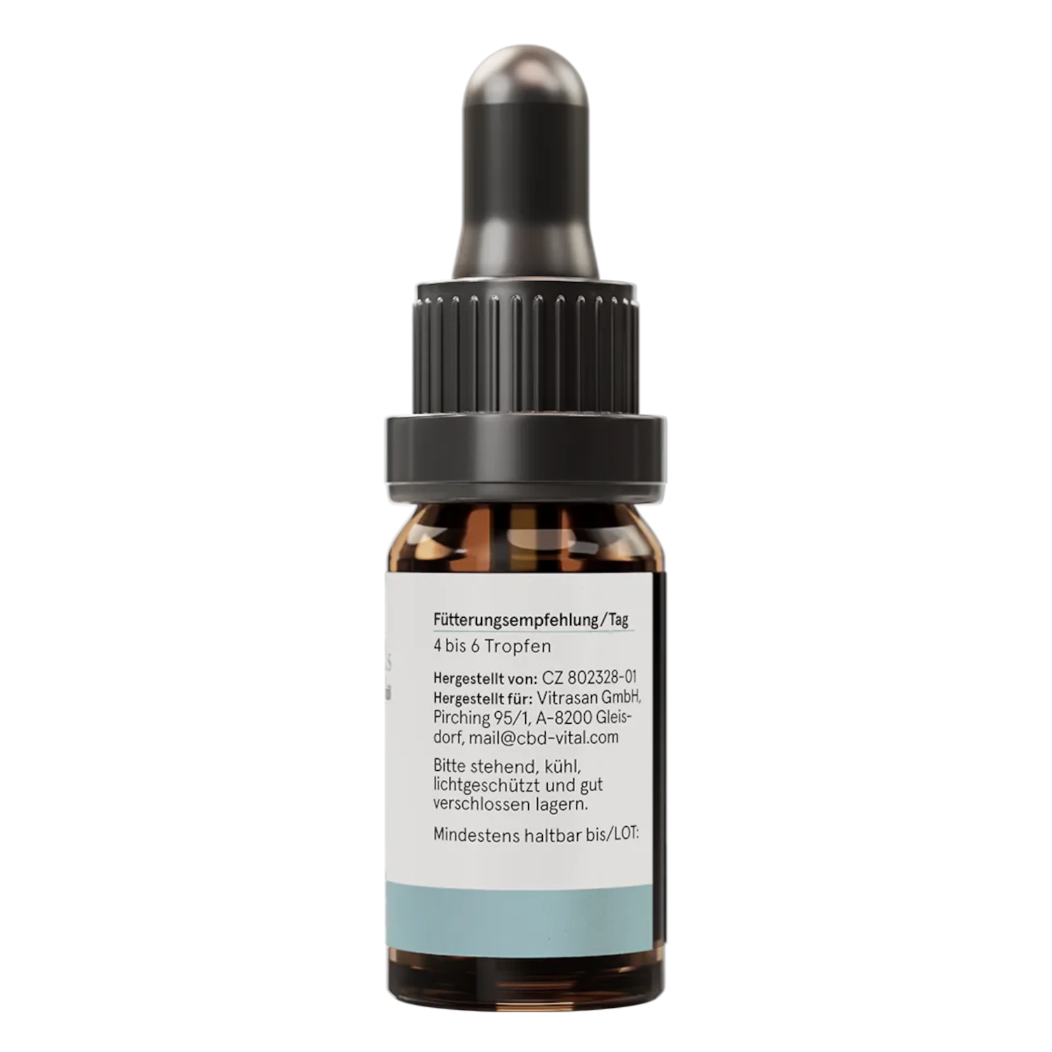 CBD Öl Katze Dosierung: Verpackung CBD Vital Hanföl Premium Plus Katzen mit Fütterungsempfehlung. **Richtige Anwendung von CBD Öl für Katzen auf CBD-Cannabidiol.de**