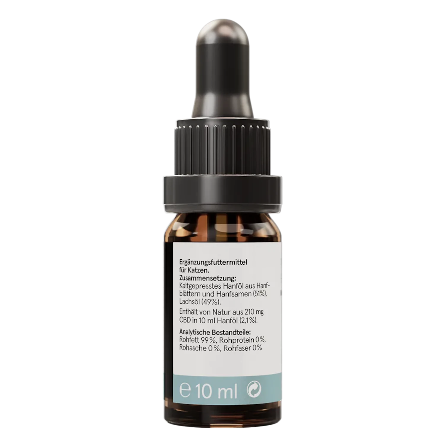 CBD Öl Katze Inhaltsstoffe: Rückseite Verpackung CBD Vital Hanföl Premium Plus Katzen. Natürliche Zusammensetzung. **Mehr zu den Inhaltsstoffen auf CBD-Cannabidiol.de**